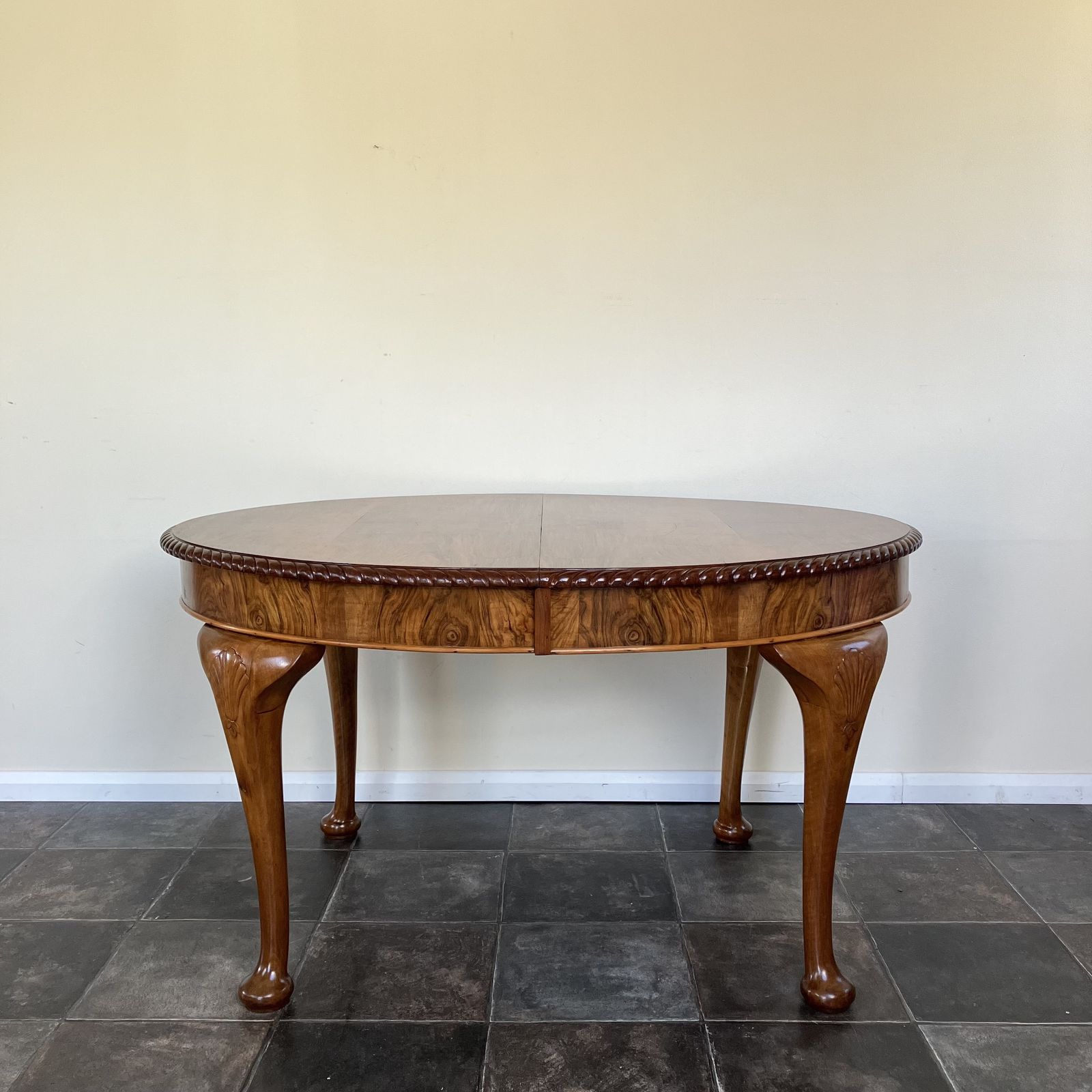 Superbly Restored Georgian Burr Walnut Wind Out Extending Dining Table And Chair Set By James Phillips & Sons Bristol; Queen Anne Legs photo buy
