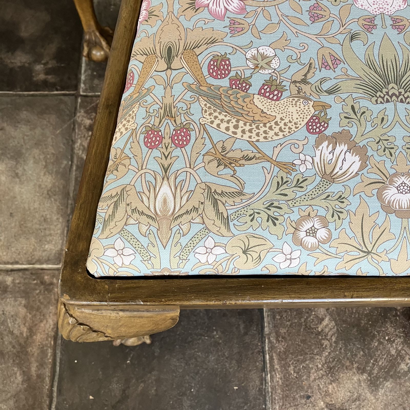 Set Of Four Chippendale Style Dining Chairs By James Phillips & Sons Bristol; Ball And Claw Feet, Duck Egg Songbird Upholstered Seats photo vinterior