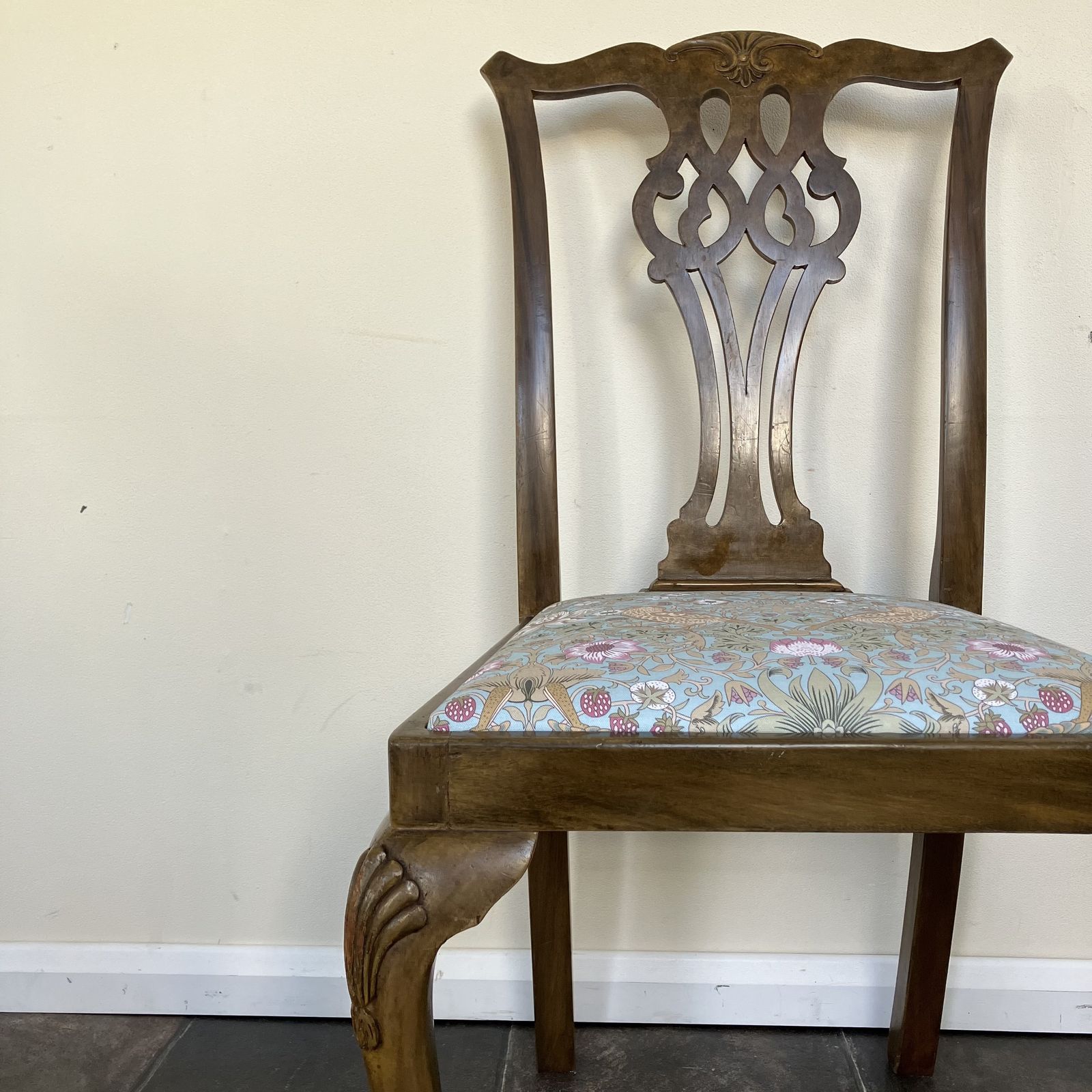 photo furniture Set Of Four Chippendale Style Dining Chairs By James Phillips & Sons Bristol; Ball And Claw Feet, Duck Egg Songbird Upholstered Seats