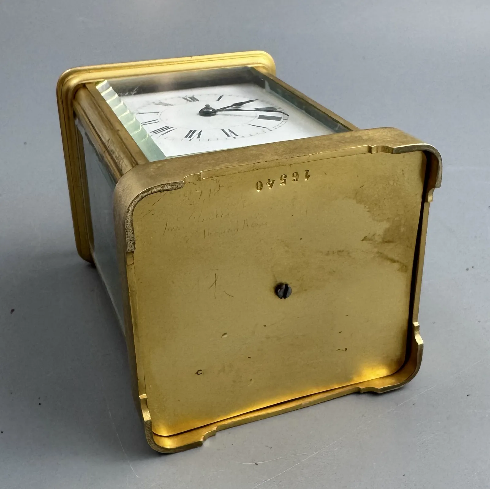 photo vintage French Brass Cased Carriage Clock By Henri Jacot, Paris, Striking