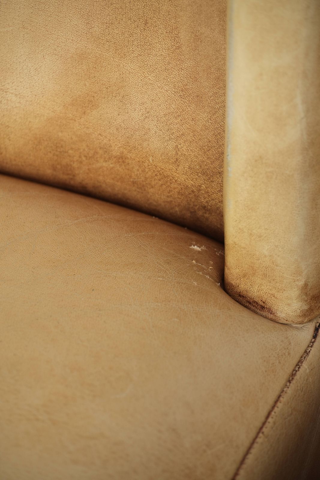 photo buy Luxury Set Of Four Cowhide Leather Dining Chairs With A Beautiful Light Color, Comfortable Seat, And A High Back