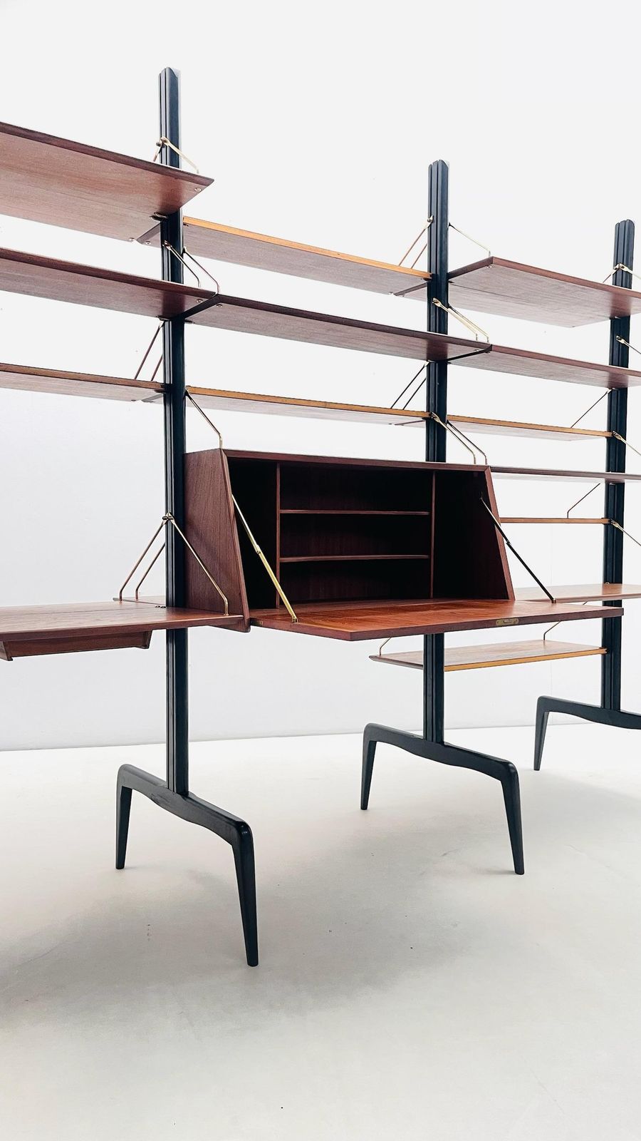 Roomdivider In Teak And Brass By Louis Van Teeffelen photo for sale