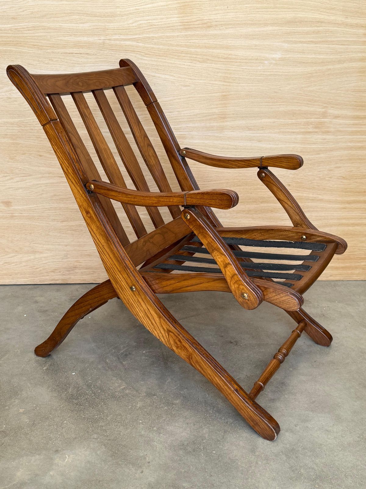 1930s French Wooden Folding Armchair With Upholstered Cushions photo buy