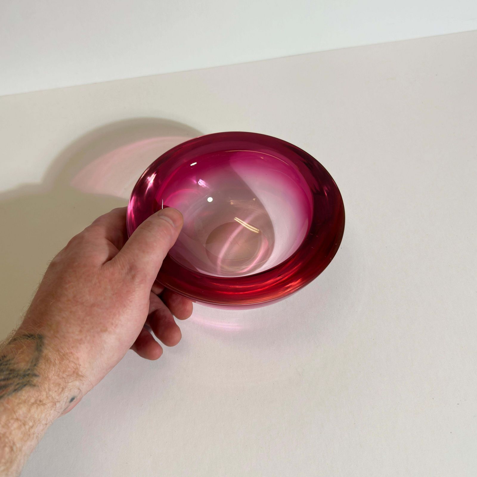 Murano Glass Bowl, Pink Sommerso Geode, Archimede Seguso, Italy 1960s photo vinterior