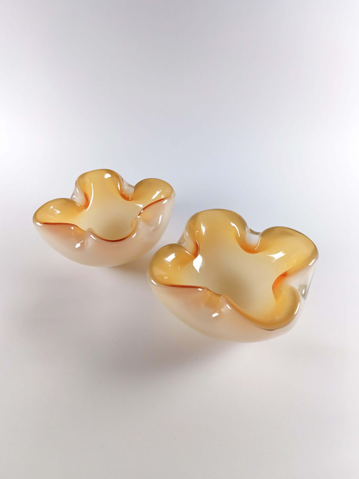 Pair Of Mid Century Murano Sommerso Glass Bowls Attributed To Archimede Seguso photo for sale