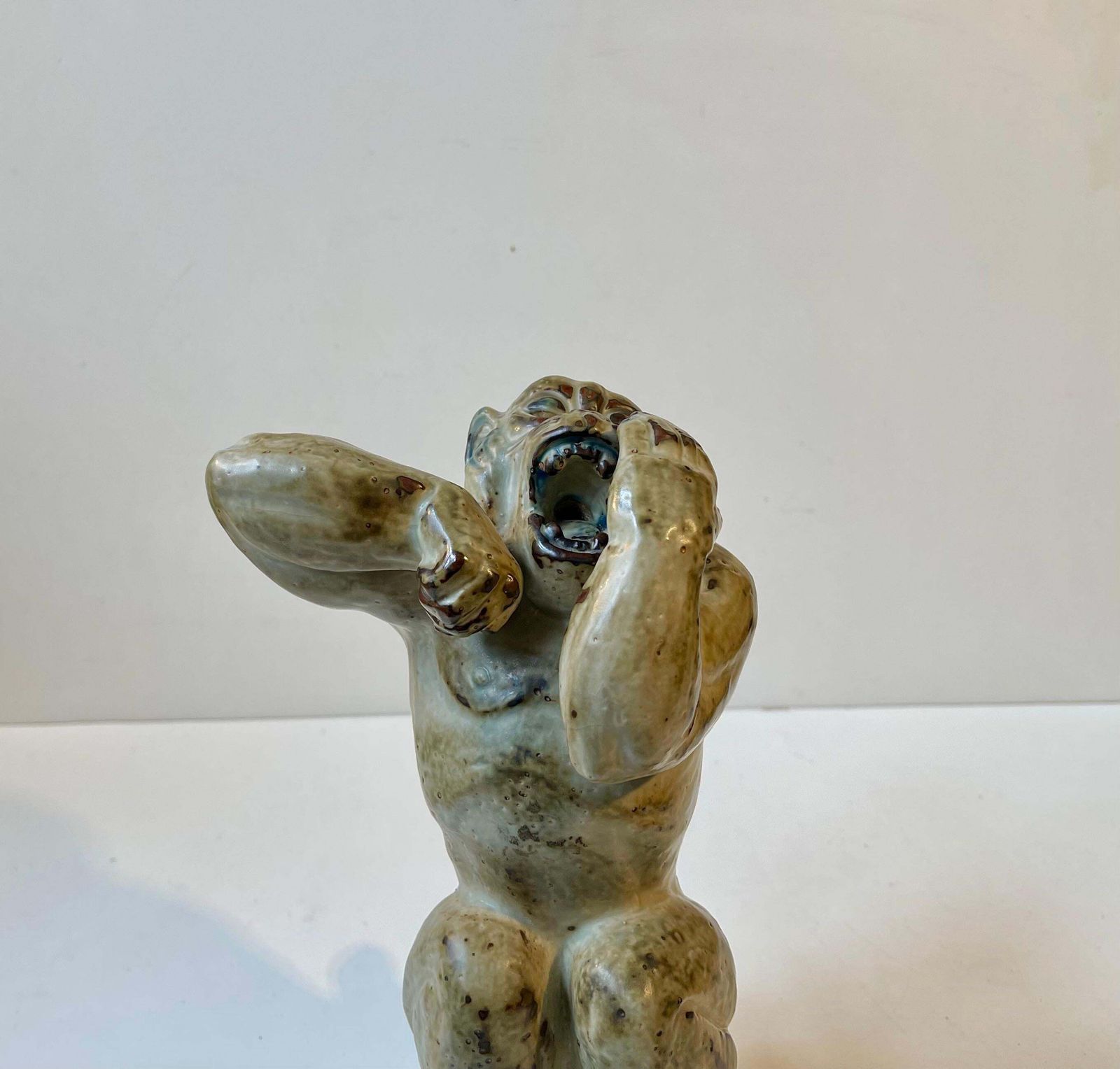 Knud Kyhn Roaring Gorilla In Glazed Stoneware For Royal Copenhagen, 1950s photo for sale