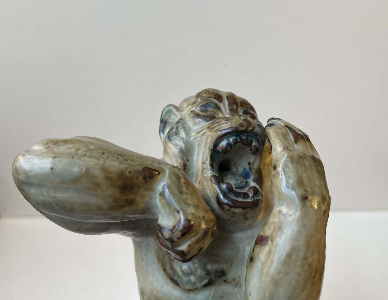 Knud Kyhn Roaring Gorilla In Glazed Stoneware For Royal Copenhagen, 1950s photo Art