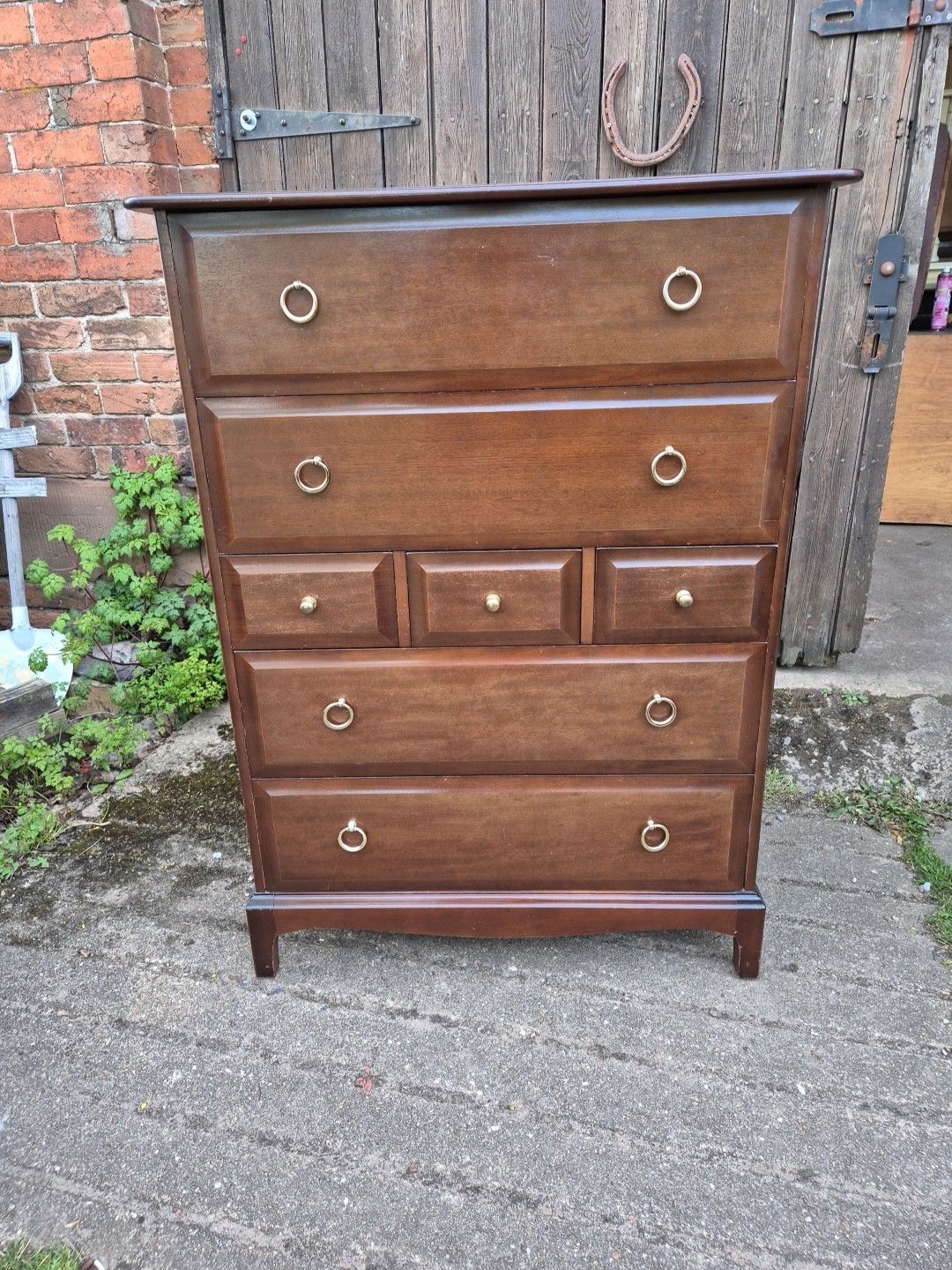 Vintage Stag Minstrel Tallboy Chest Of 7 Drawers