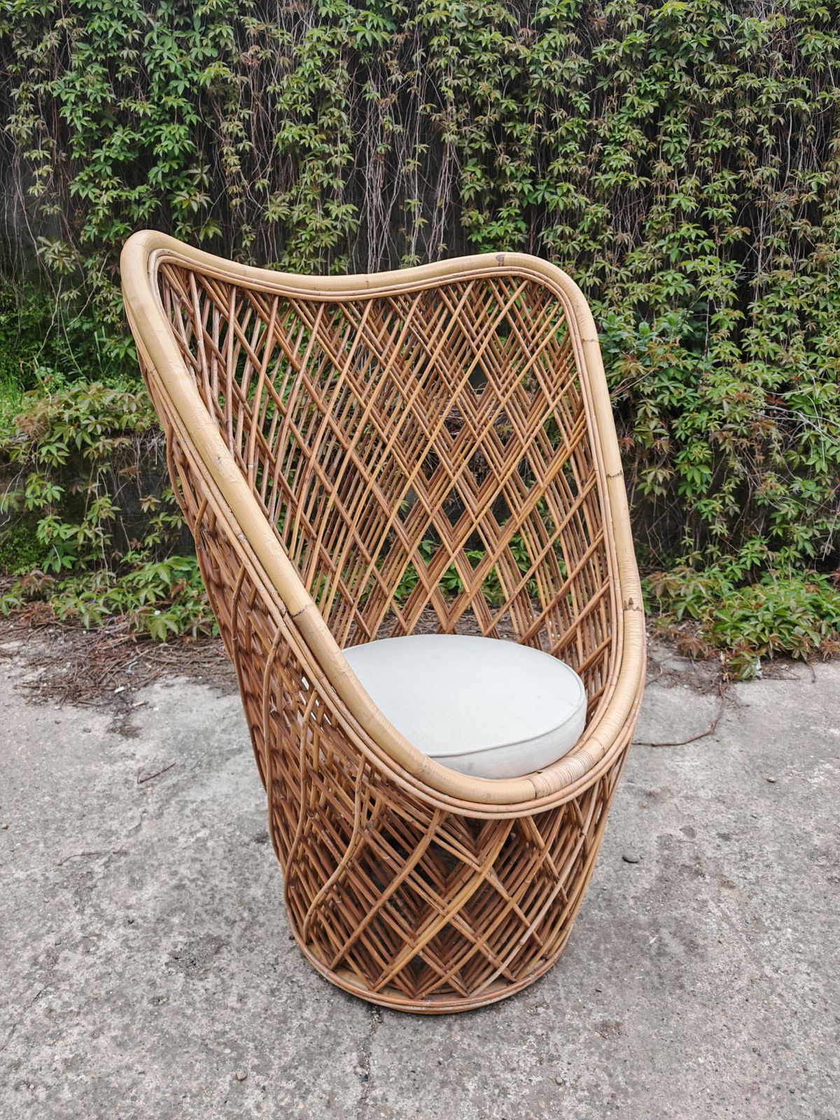 Pair Of Mid‑Century Bamboo And Rattan High‑Back Sculptural Lounge Chairs, Italy photo Furniture