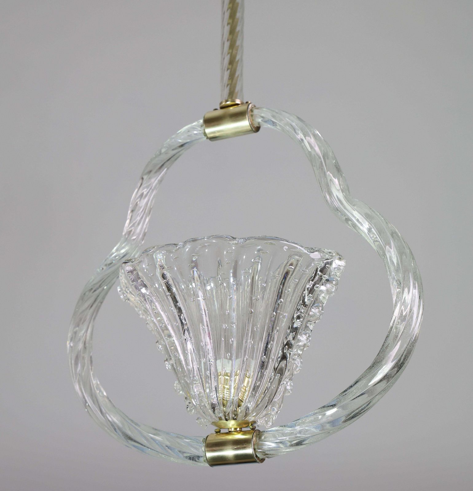 Charming Ercole Barovier Art Deco Chandelier, "Bullicante" Glass Murano, 1940s photo Lighting