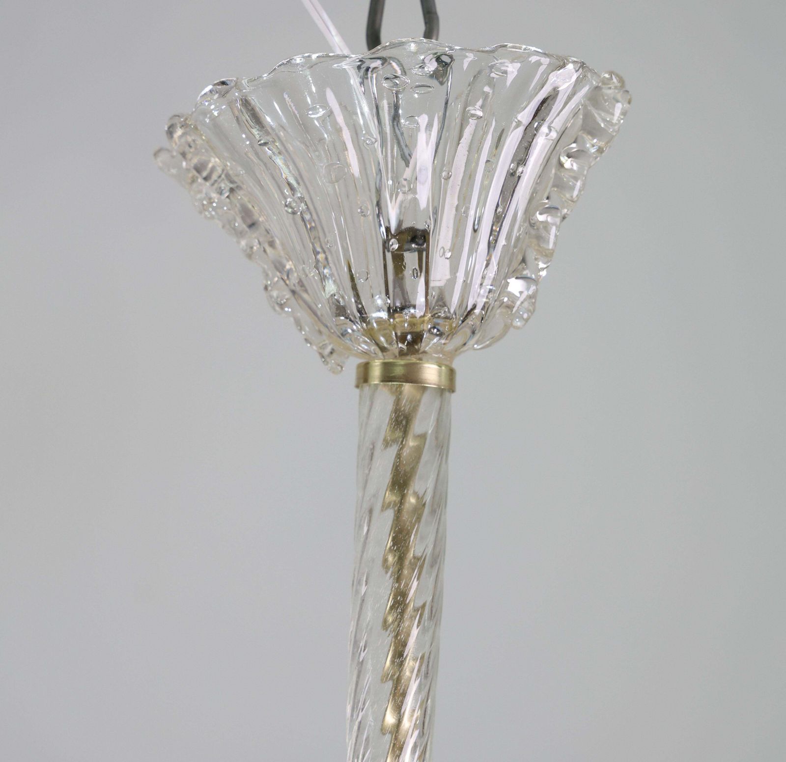 photo for sale Charming Ercole Barovier Art Deco Chandelier, "Bullicante" Glass Murano, 1940s