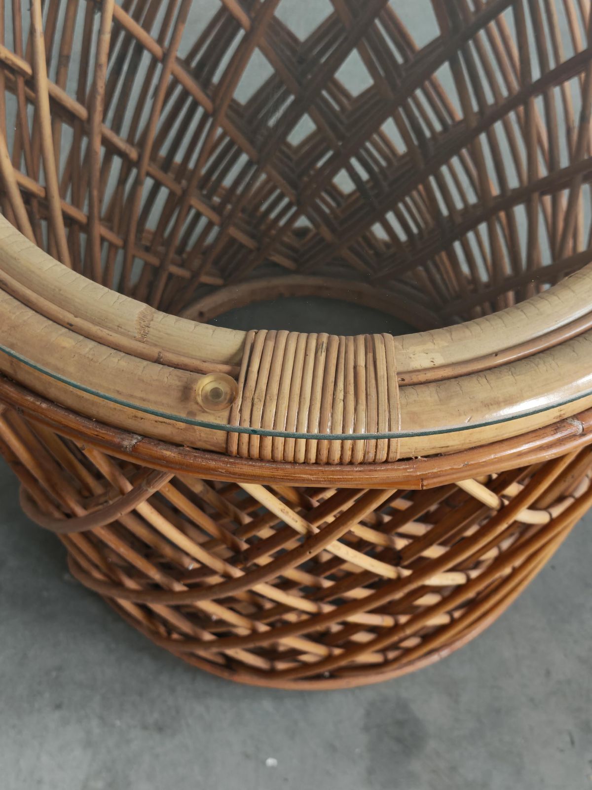 Mid Century Coffee Table In Bamboo With A Glass Top, Italy 1970s photo Furniture