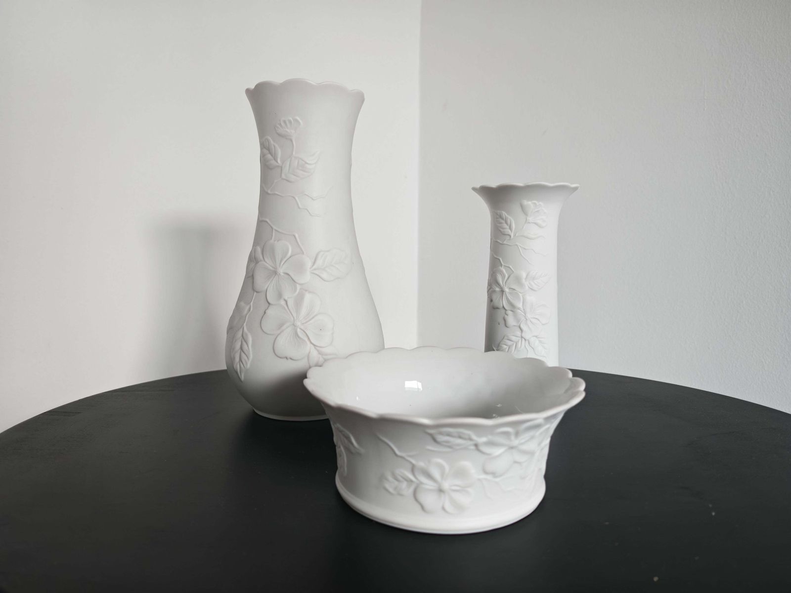 A Set Of 3 Mid Century Vases In Bisque Porcelain By Manfred Frey For Kaiser photo furniture