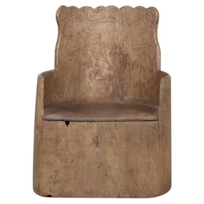 19th Century Swedish Folk Art Kubbstol