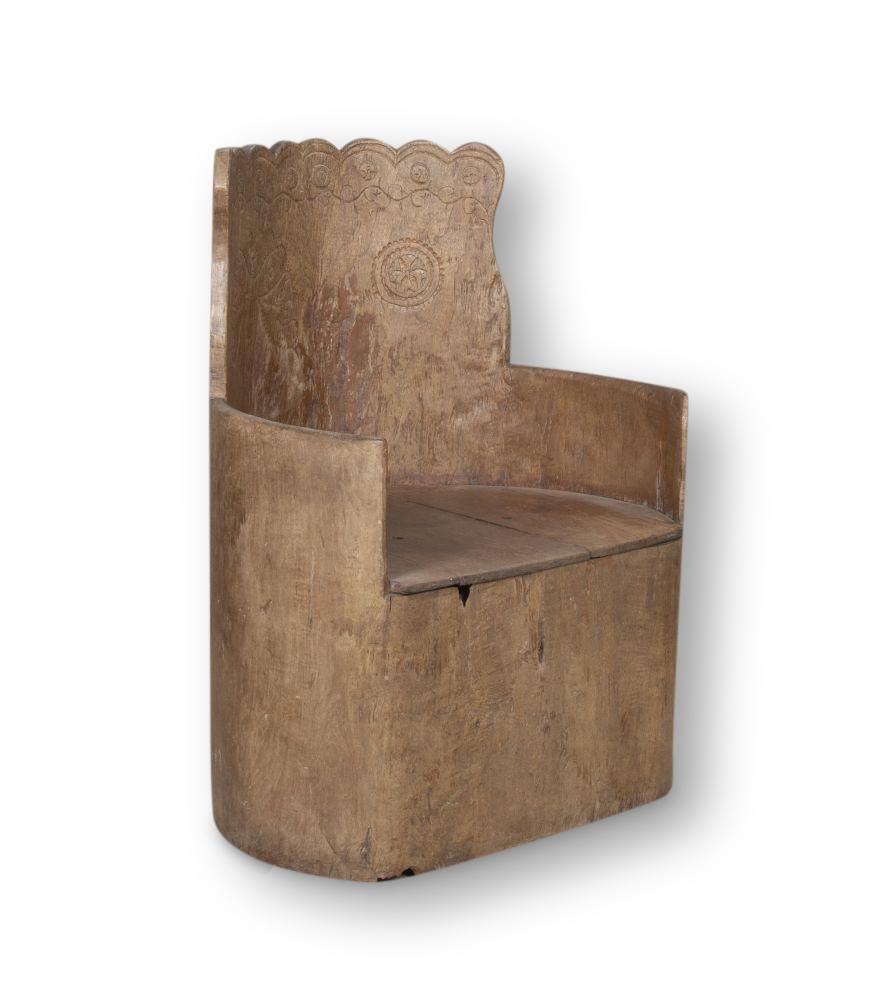 19th Century Swedish Folk Art Kubbstol photo furniture