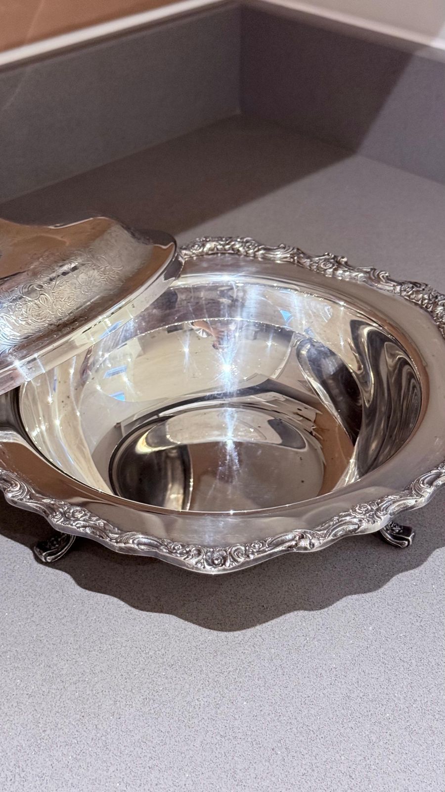 Antique Silver Plated Large Silver Serving Dish With Lid Luxury Tableware Ornate photo furniture