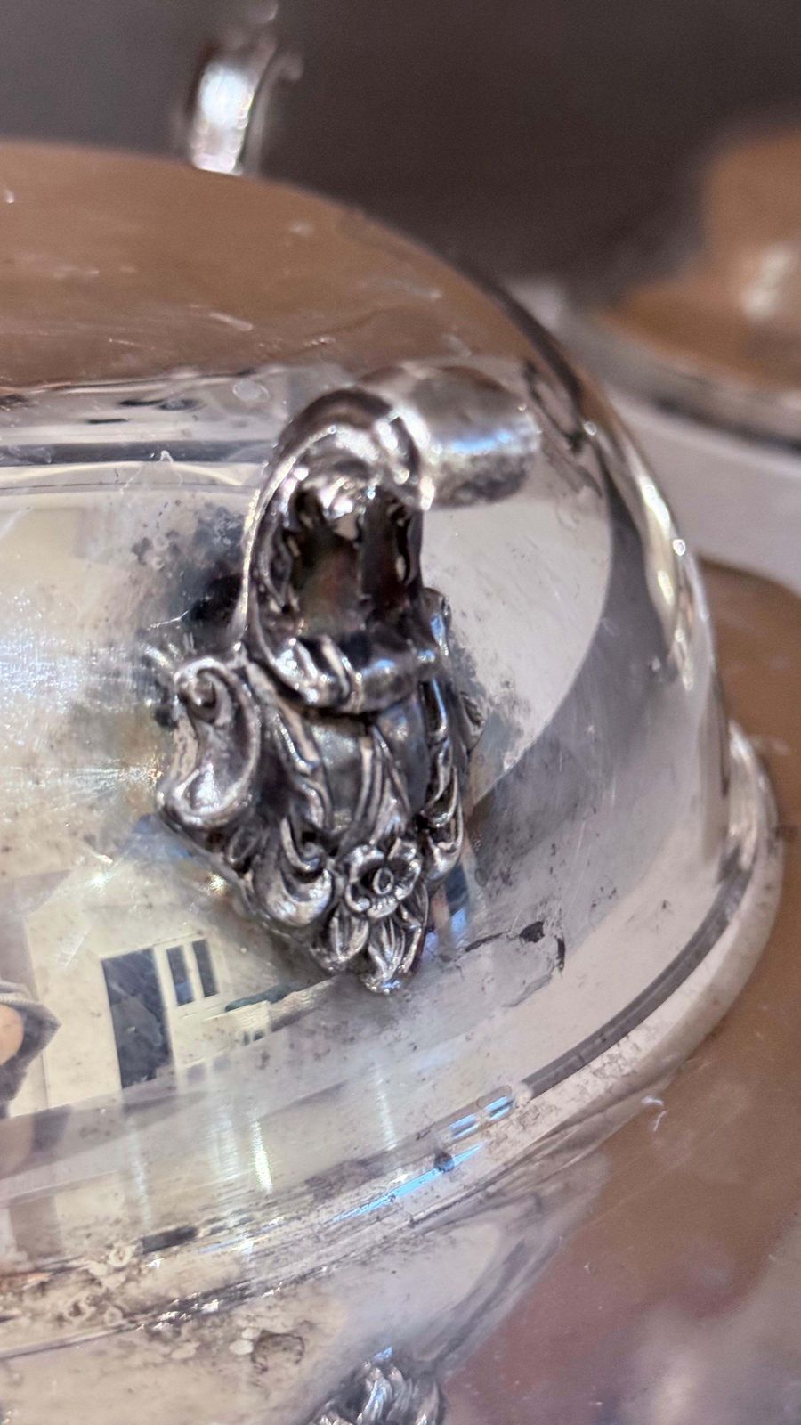 photo vinterior Antique Silver Plated Large Silver Serving Dish With Lid Luxury Tableware Ornate
