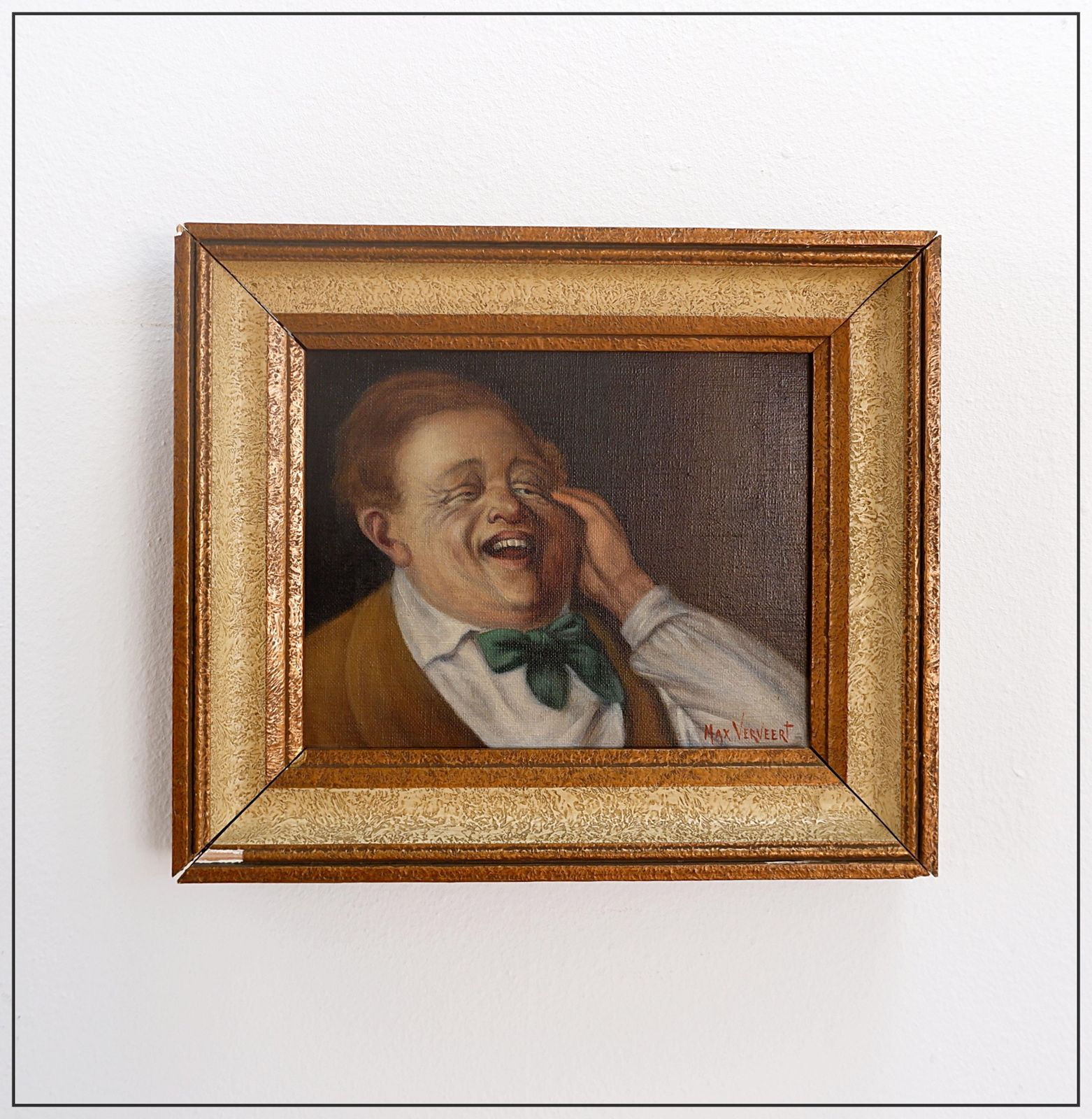 Signed Max Verveert Canvas Painting, Portrait, 21st Century, Framed photo furniture