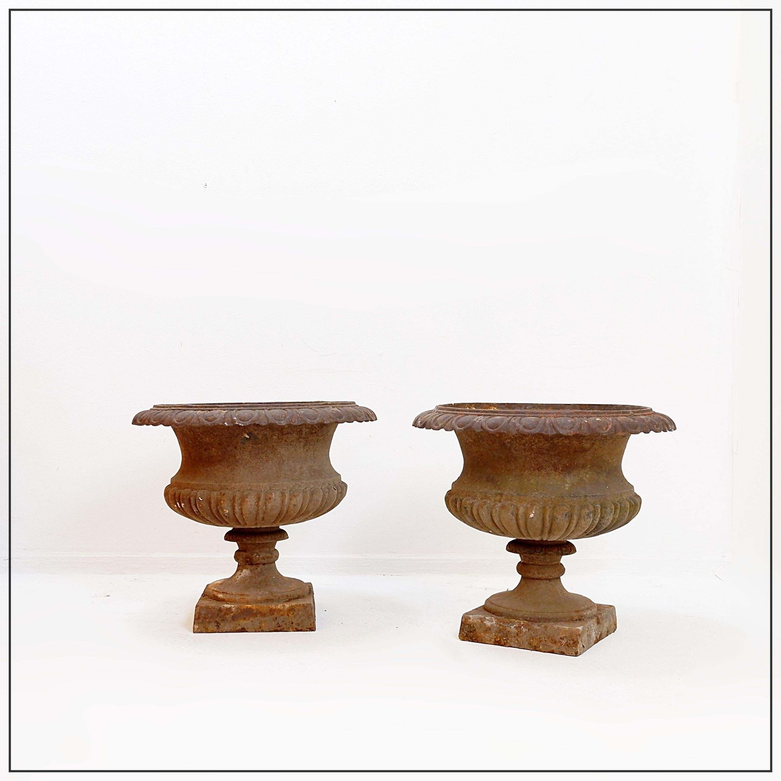 Pair Of Cast Iron Medici Planters   Late 19th Century photo Garden Decor