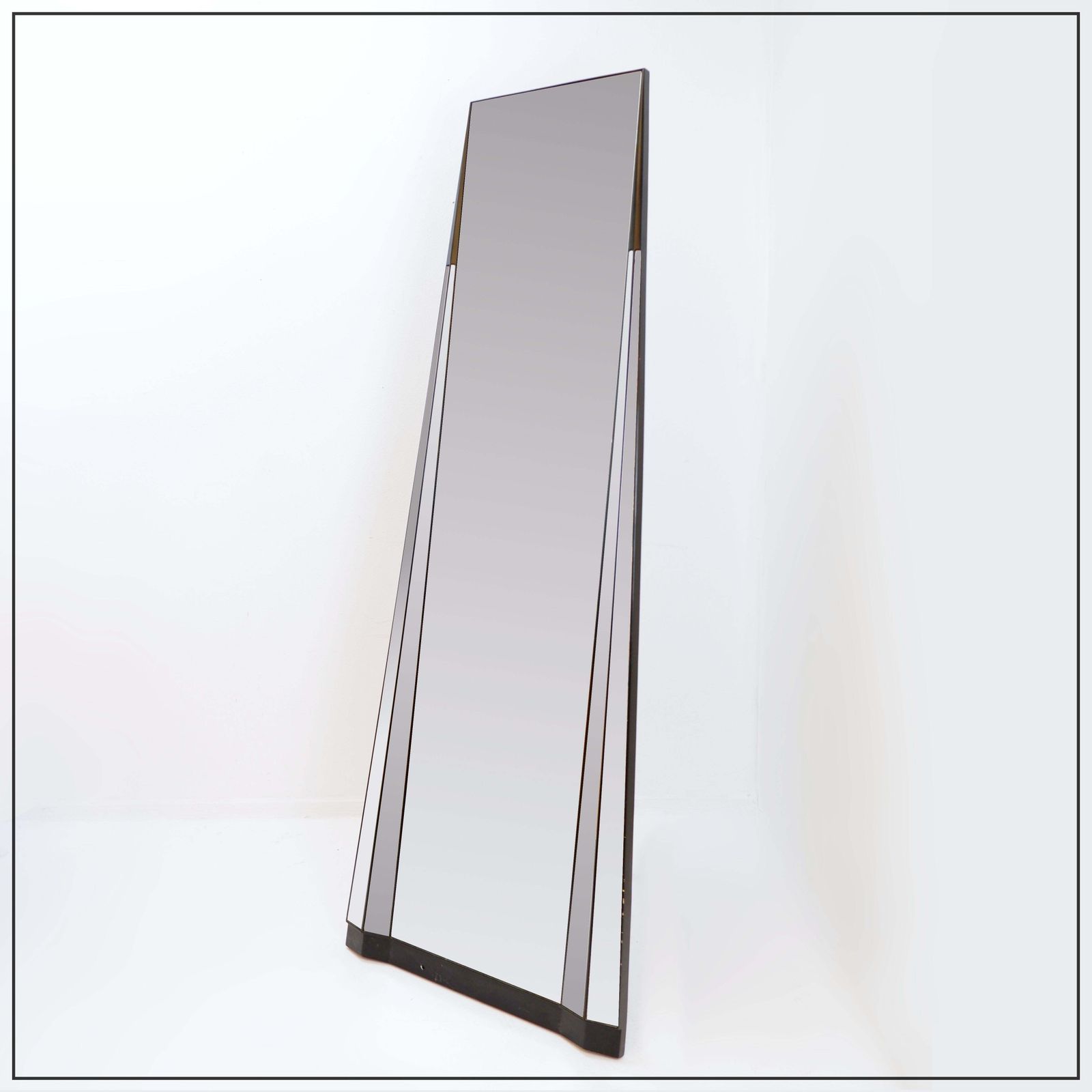 Art Deco Pyramid Floor Mirror, Wood & Synthetic, Belgium, 20th Century photo furniture