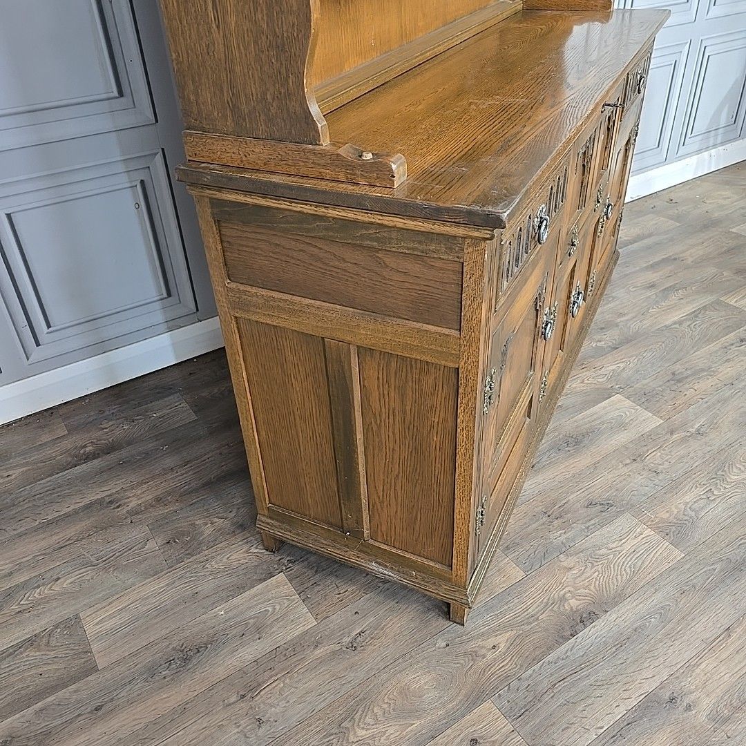 Antique Welsh Dresser Vintage Old Charm Wood Bros Oak Cupboard Drinks Cabinet photo for sale