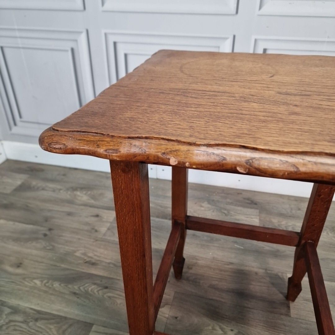 photo for sale Antique Hall Side Table Solid Oak Occasional Shaped Top Scalloped Edge Wooden