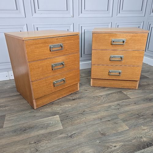Pair Filing Drawers Bedside Cabinets Mid Century Teak Tables Retro Storage photo furniture