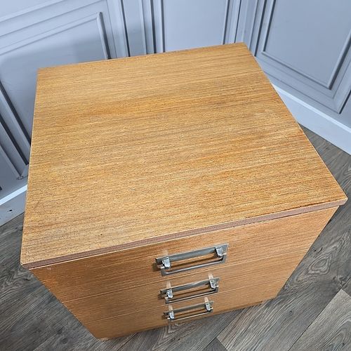 Pair Filing Drawers Bedside Cabinets Mid Century Teak Tables Retro Storage photo Furniture