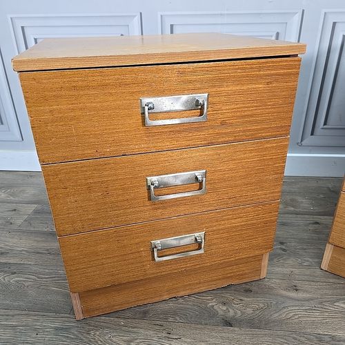 Pair Filing Drawers Bedside Cabinets Mid Century Teak Tables Retro Storage photo vinterior