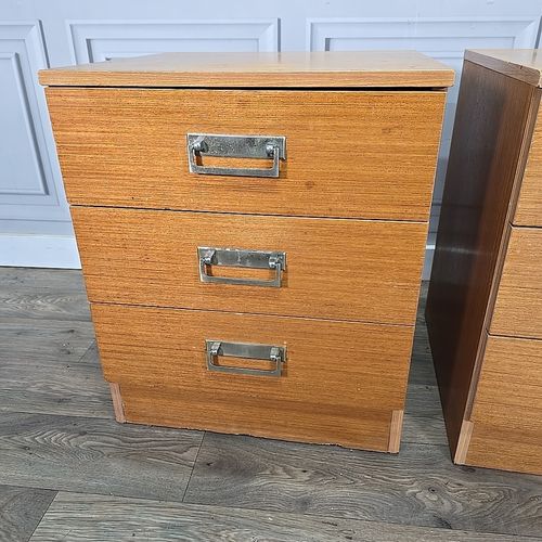 Pair Filing Drawers Bedside Cabinets Mid Century Teak Tables Retro Storage photo vintage