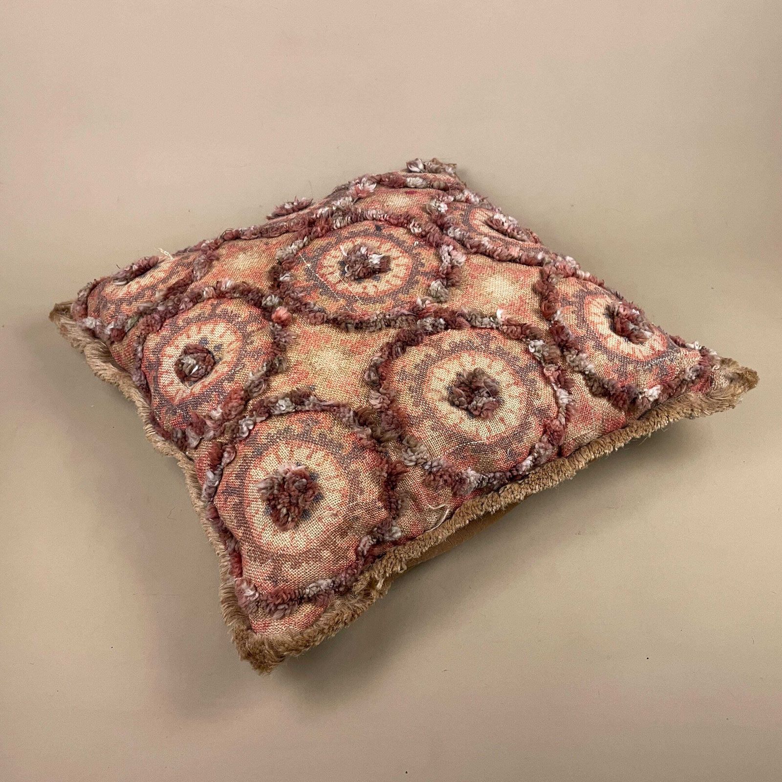 Indian Style Jute Cotton Cushion Pair Floral Frill Feather Filled Pillow Scatter Sofa Accent Red Orange photo vinterior