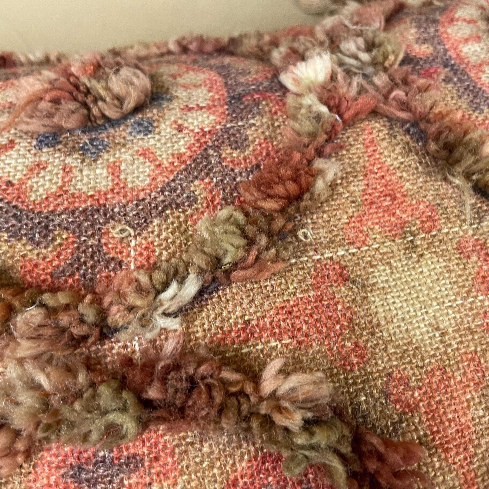 photo vinterior Indian Style Jute Cotton Cushion Pair Floral Frill Feather Filled Pillow Scatter Sofa Accent Red Orange