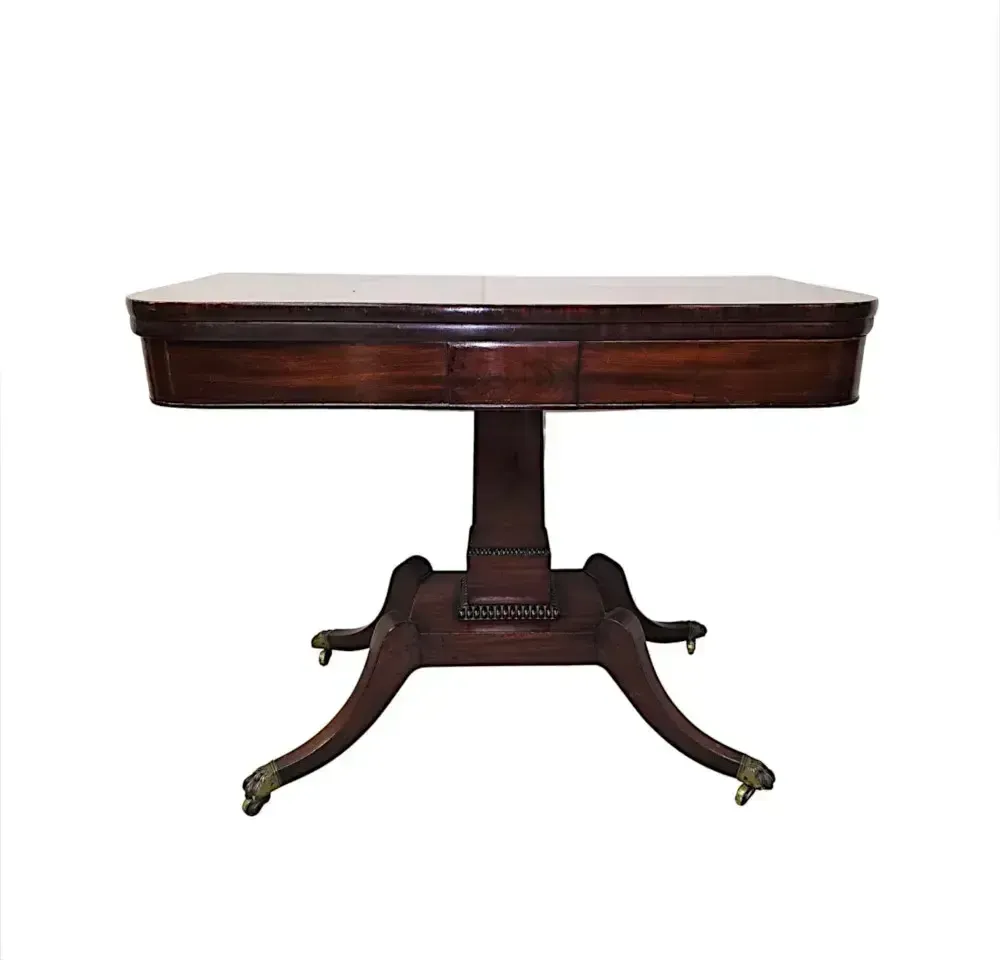 A Stunning Early 19th Century Regency Cross Banded Turn Over Leaf Card Table photo Furniture