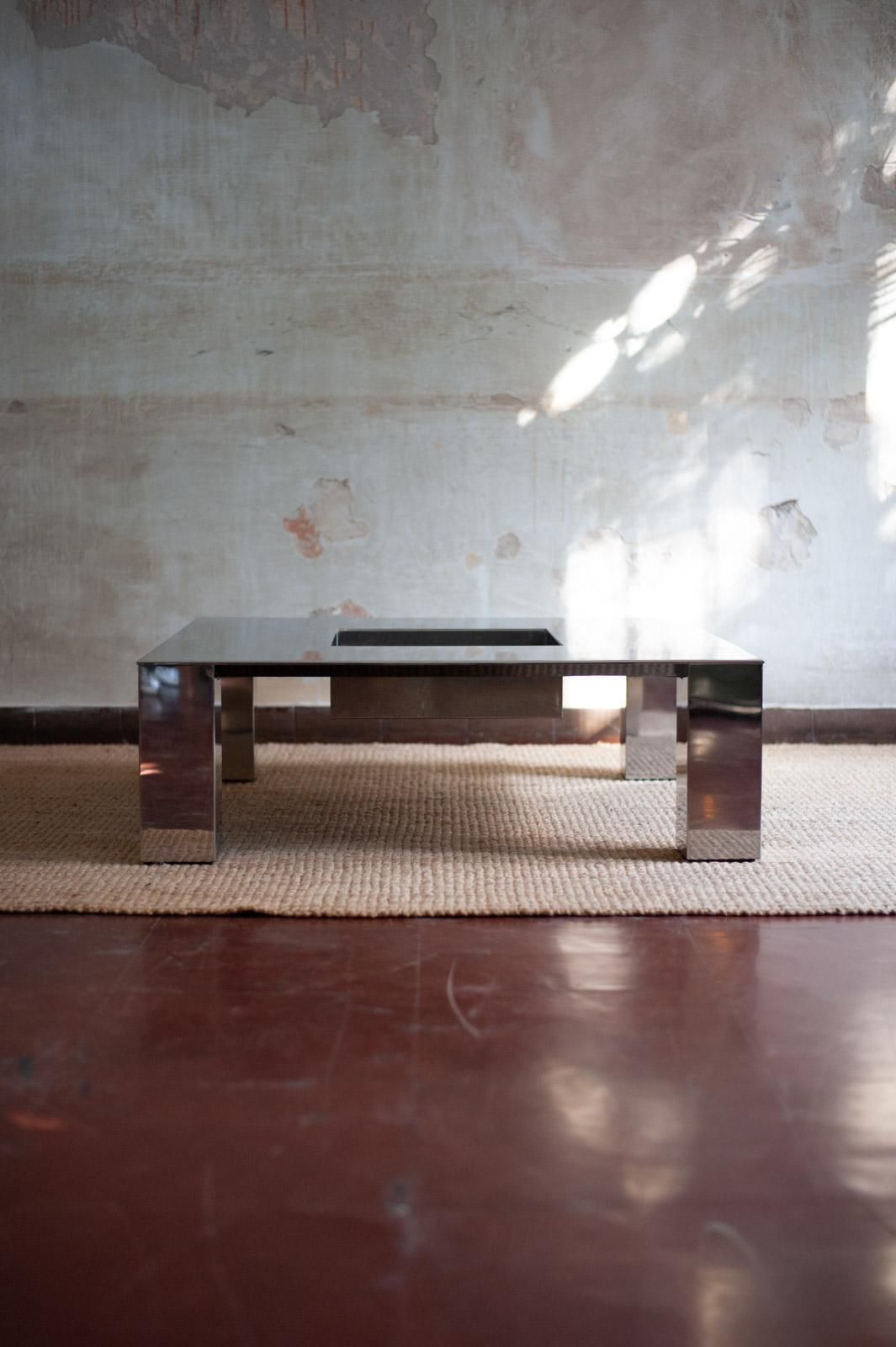 Steel Coffee Table "Tebe" Model   Giovanni Offredi For Saporiti   1970s photo furniture