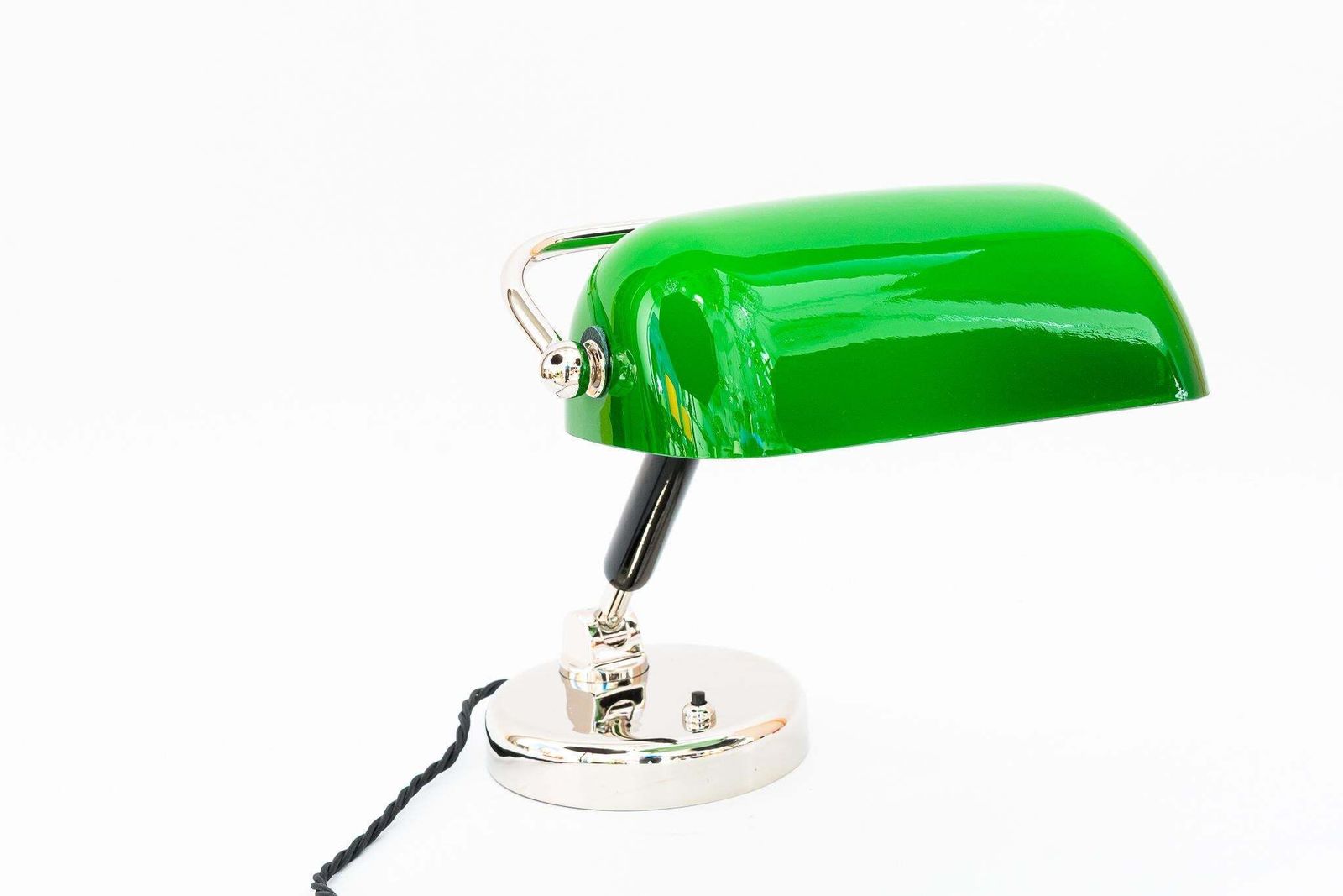 Bauhaus Swiveling Nickel   Plated Banker Table Lamp Germany Around 1920s photo vinterior