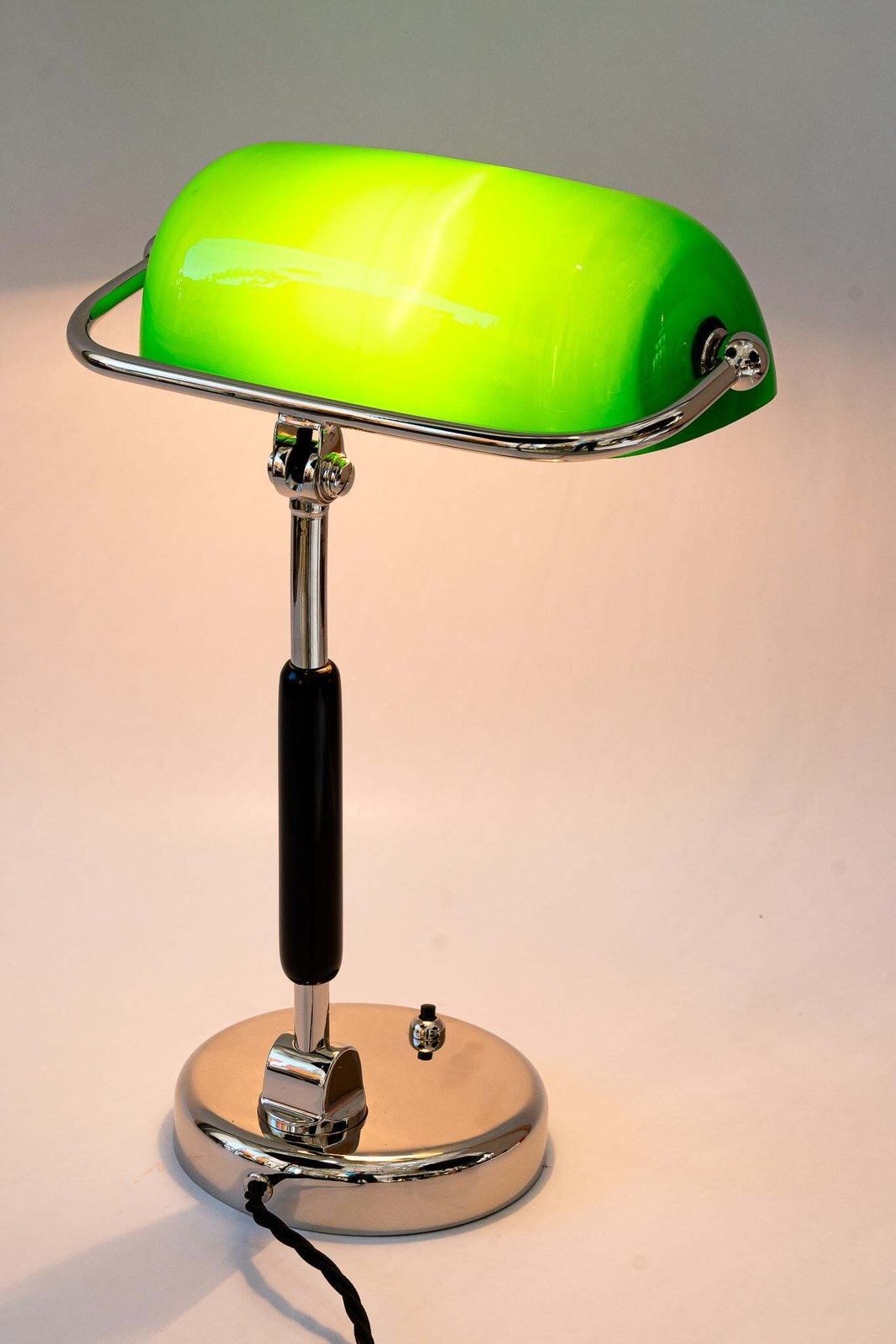 Bauhaus Swiveling Nickel   Plated Banker Table Lamp Germany Around 1920s photo vintage