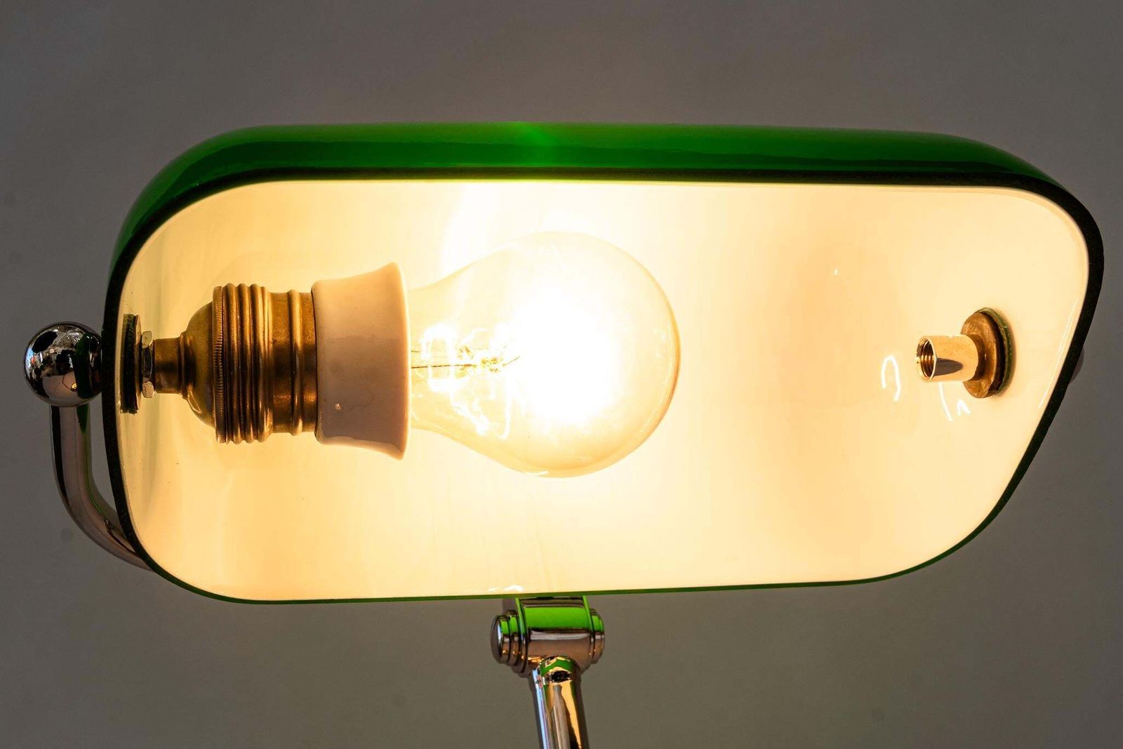 Lighting Bauhaus Swiveling Nickel   Plated Banker Table Lamp Germany Around 1920s photo