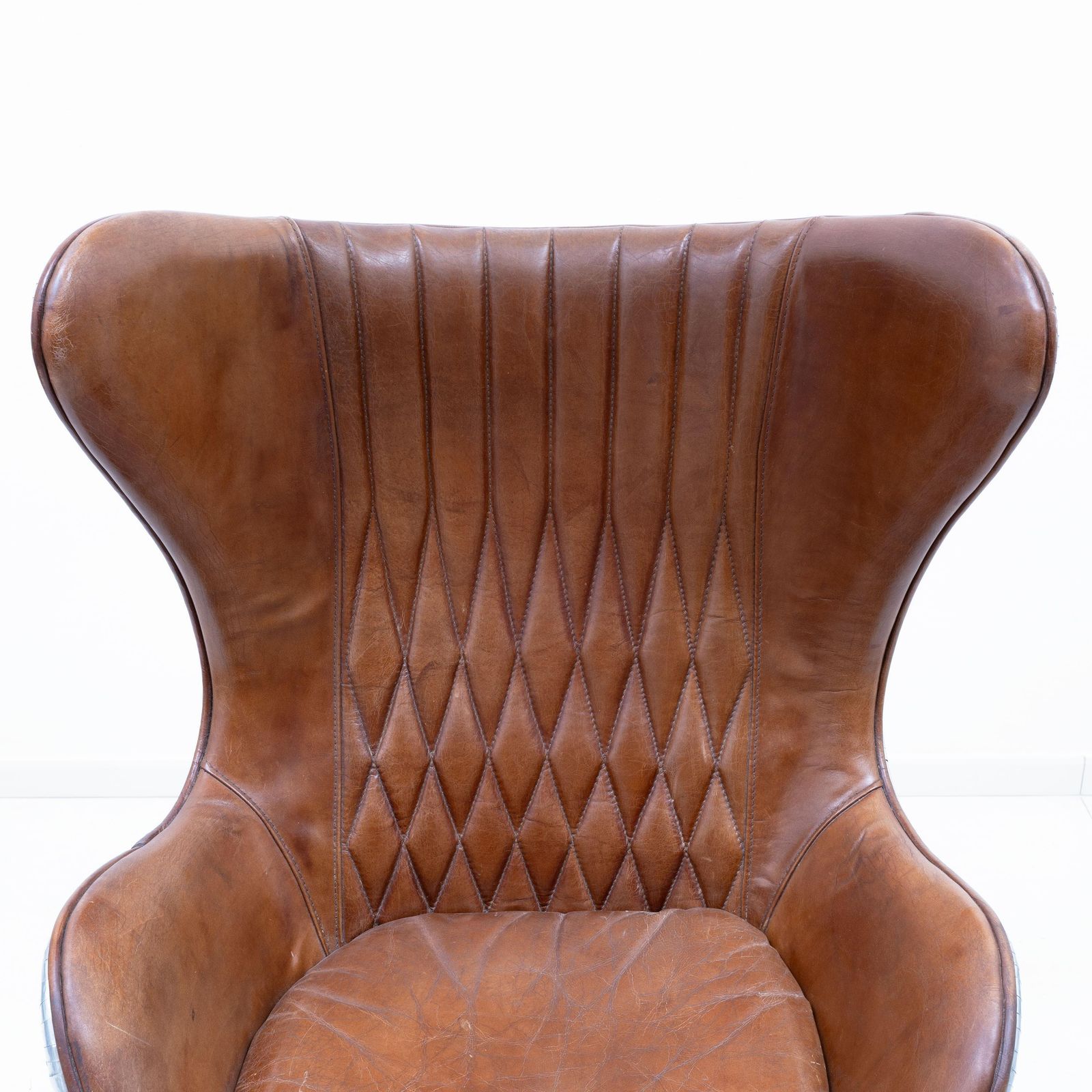 Mid Century Aviator Tomcat Egg Chair, Leather And Metal, 1970s photo vintage