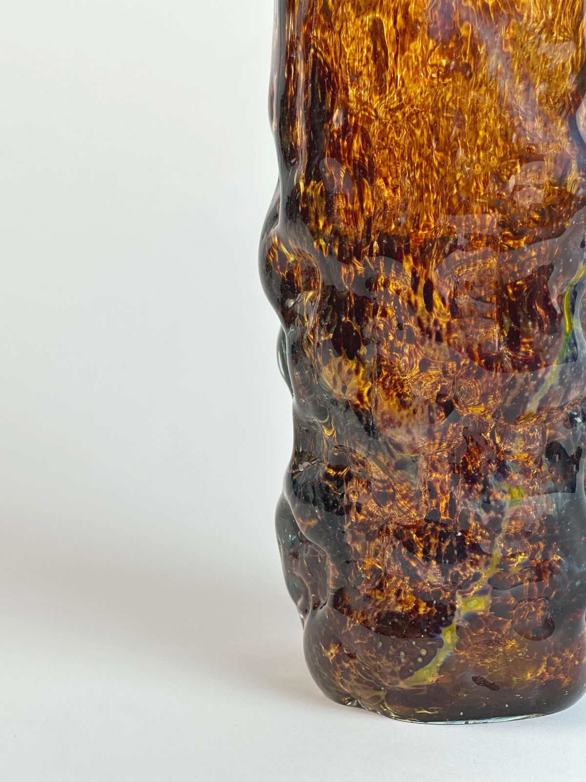 Mdina Art Glass Vase, Bark Texture, Tortoiseshell Effect, Malta, 1970s photo furniture