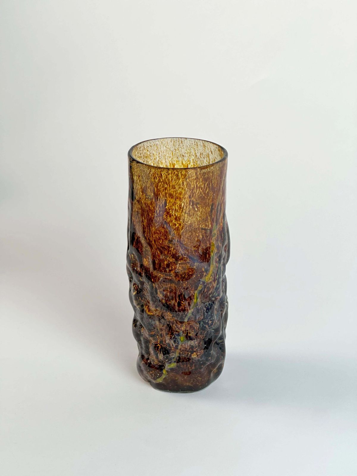 Mdina Art Glass Vase, Bark Texture, Tortoiseshell Effect, Malta, 1970s photo for sale