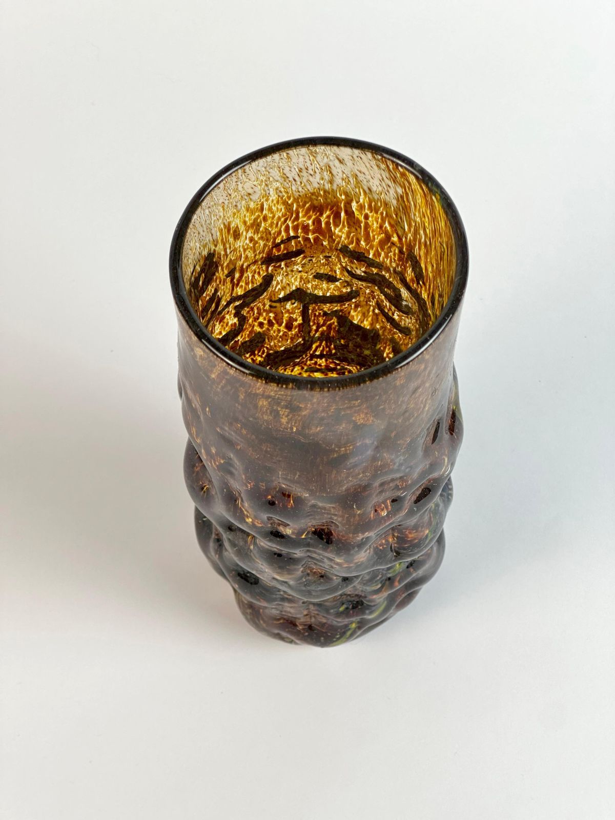 Mdina Art Glass Vase, Bark Texture, Tortoiseshell Effect, Malta, 1970s photo 225.0