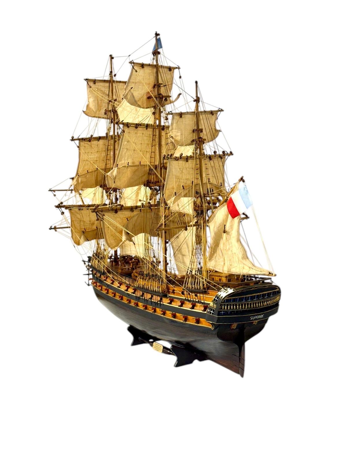 Large French Warship Model "Le Superbe" 1784, Handcrafted photo Home Decor
