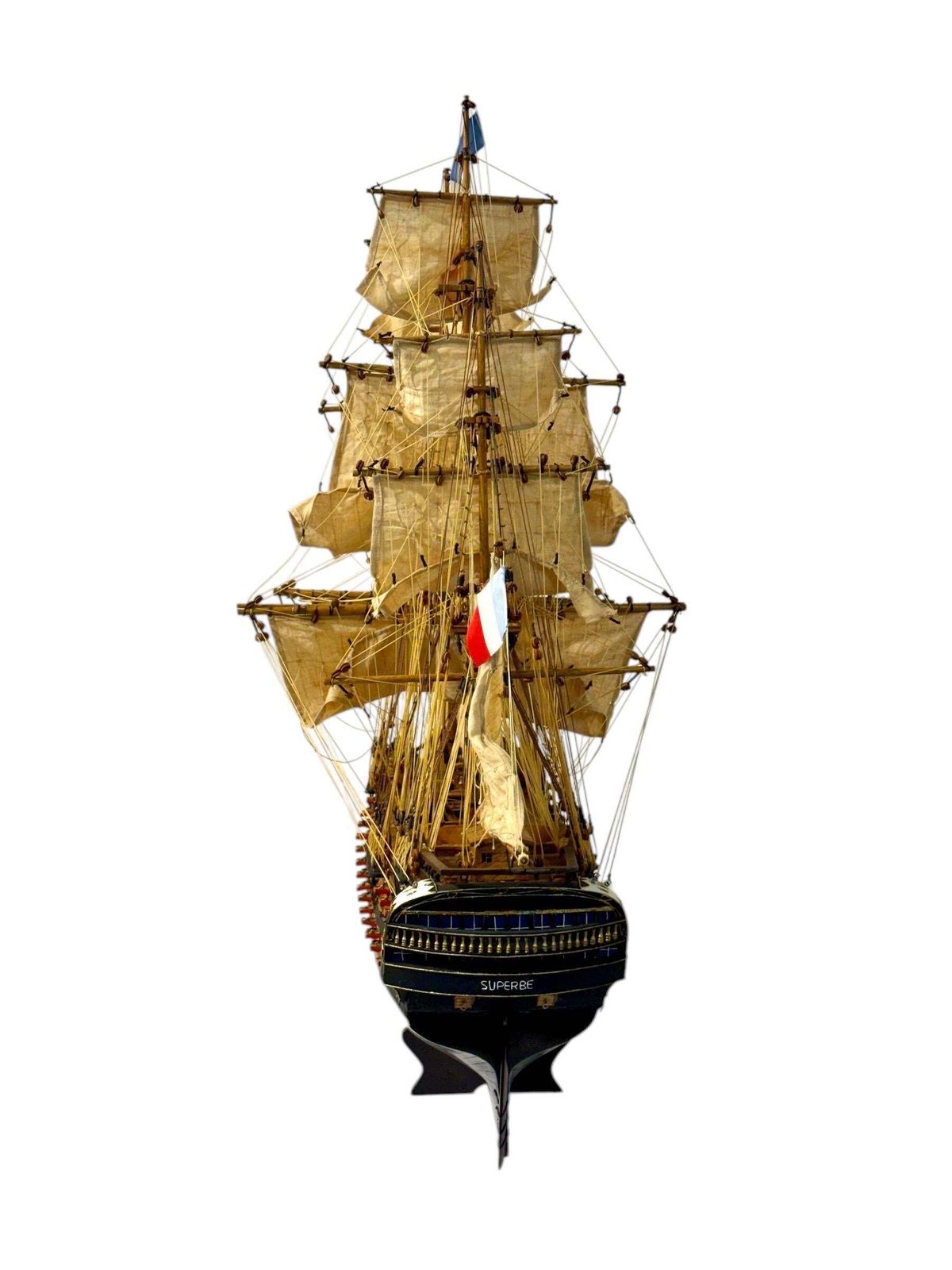 Home Decor Large French Warship Model "Le Superbe" 1784, Handcrafted photo