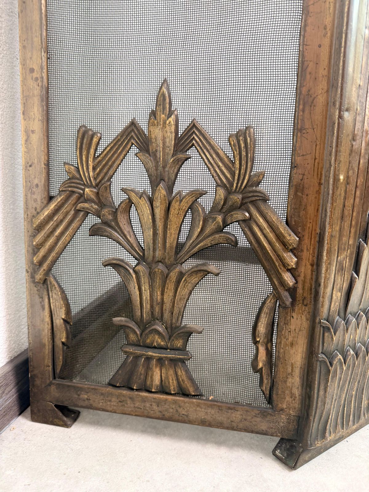 photo for sale Brass Corner Fireplace Screen Attr. To Dagobert Peche