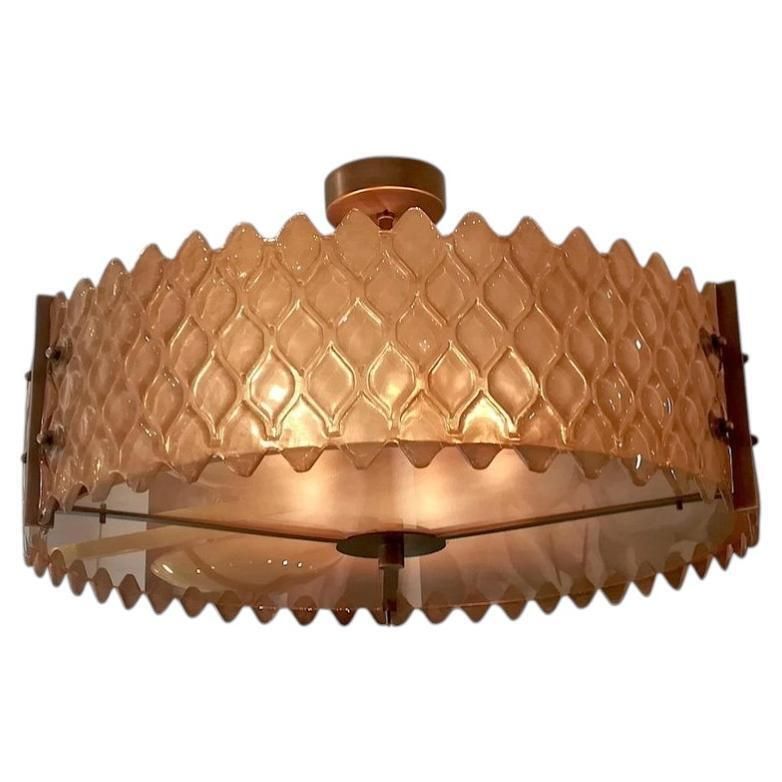Chandelier With Golden Murano Parts Around