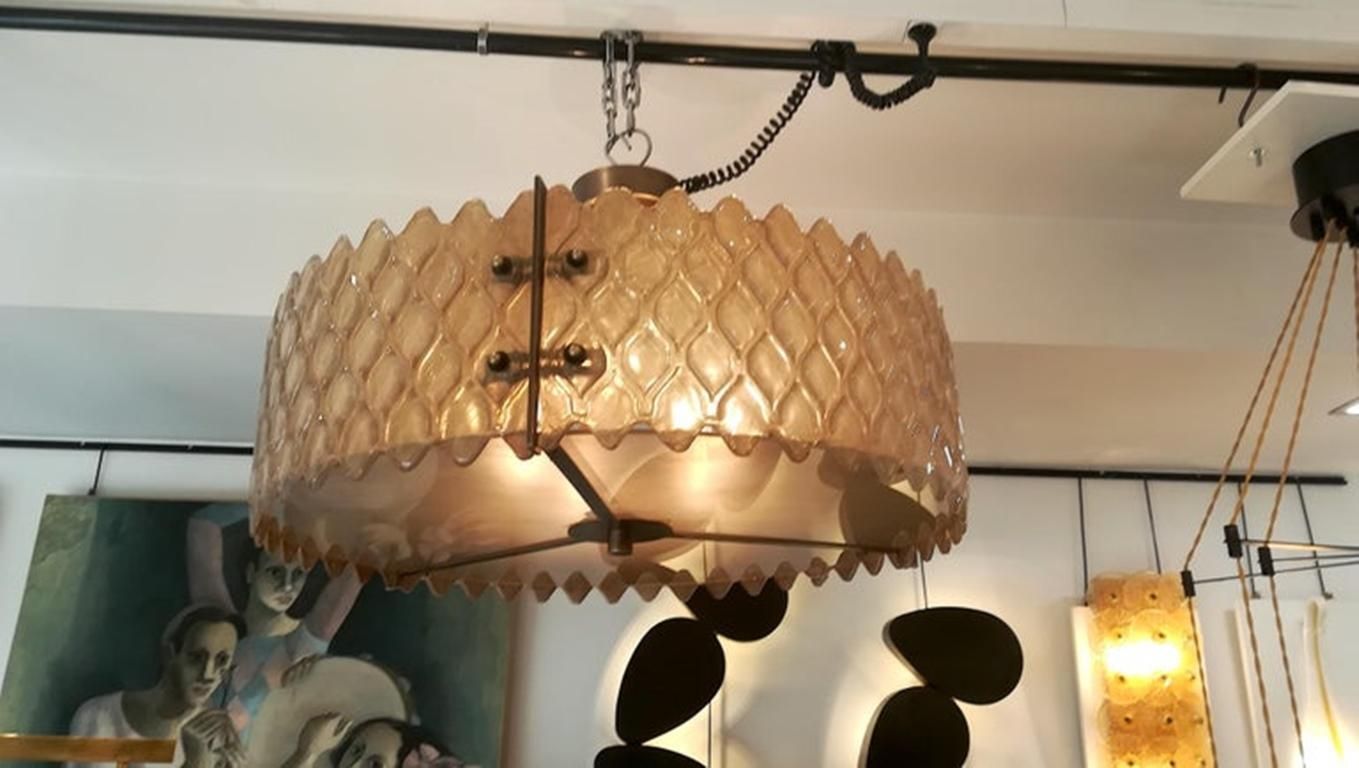 Chandelier With Golden Murano Parts Around photo for sale
