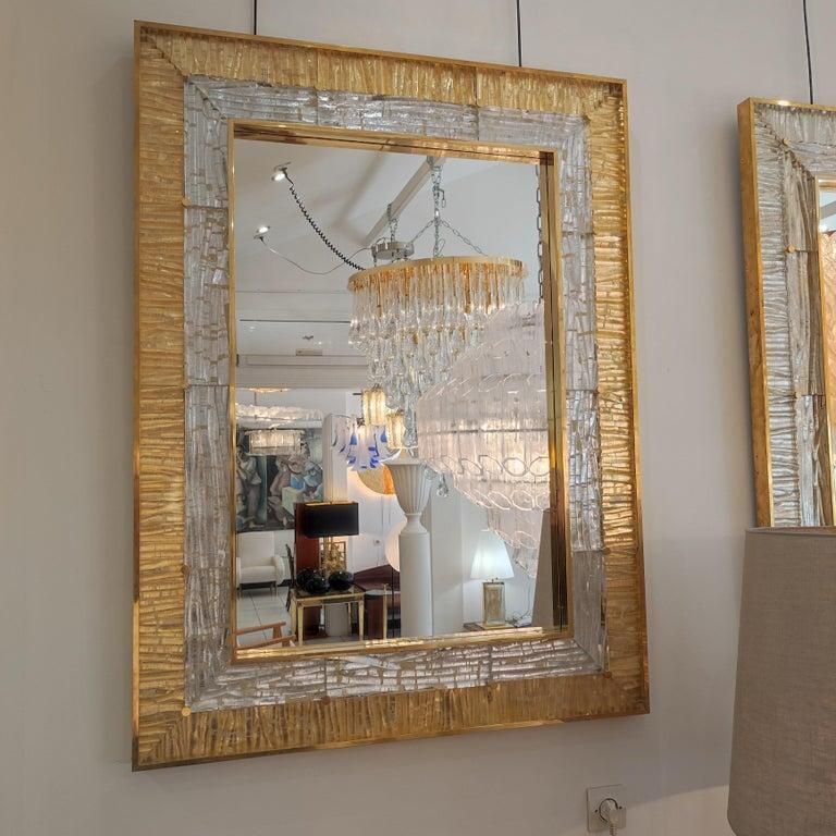 Gold And Crystal Murano Glass And Brass Mirror photo for sale