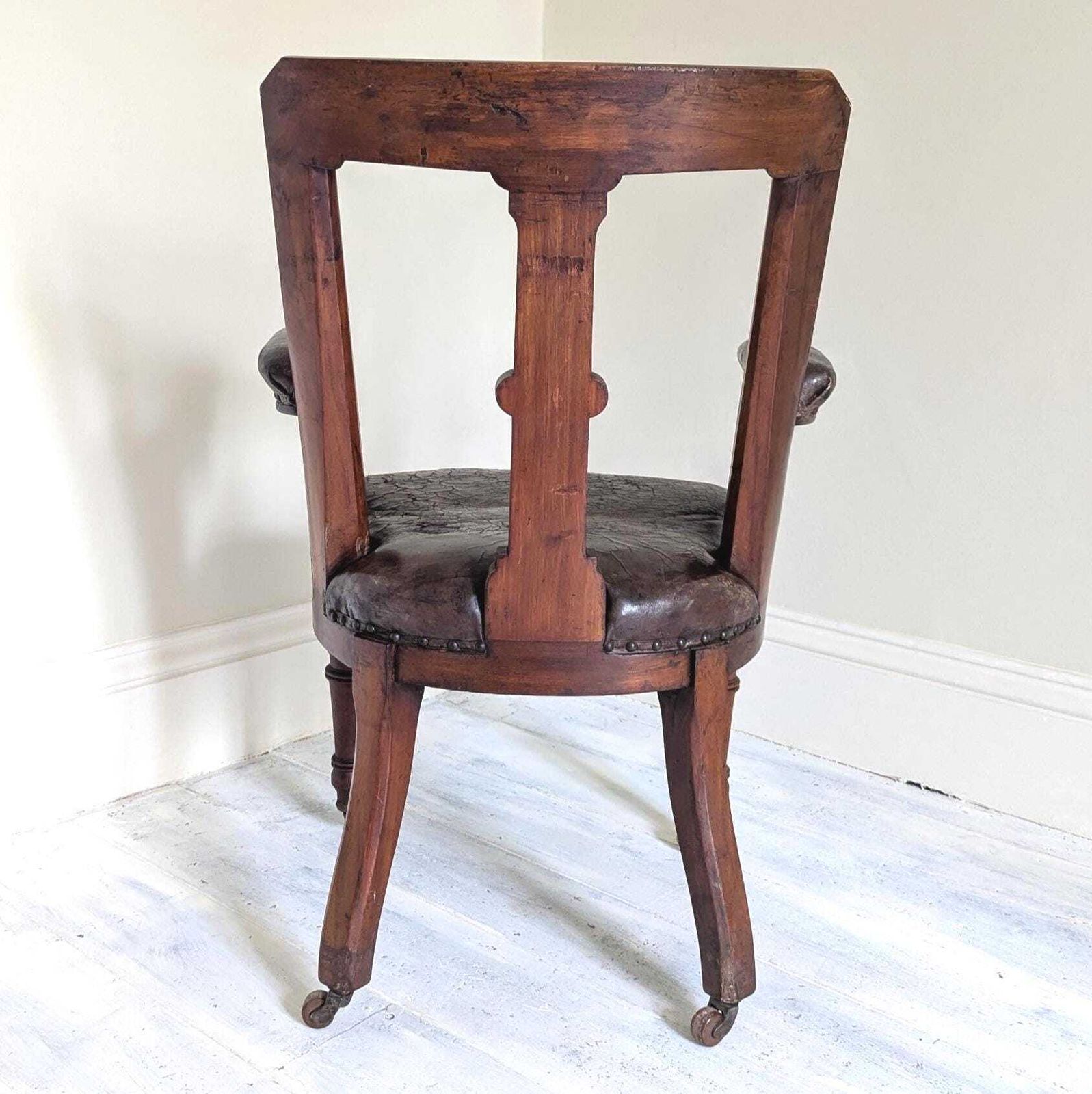An Antique Mahogany And Leather Library Chair By Lambs Of Manchester C1860 photo vinterior