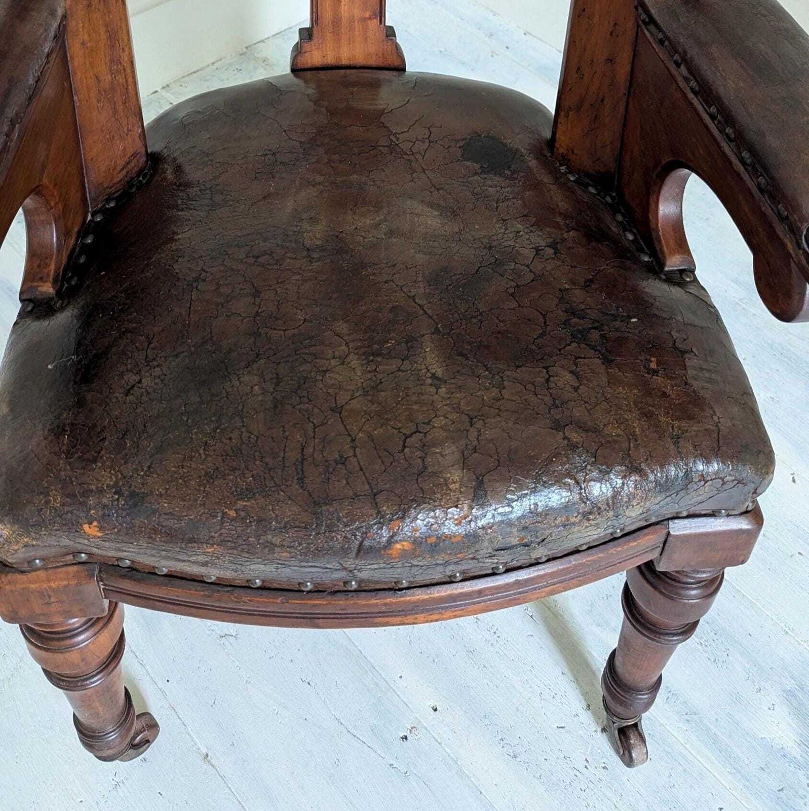 An Antique Mahogany And Leather Library Chair By Lambs Of Manchester C1860 photo buy