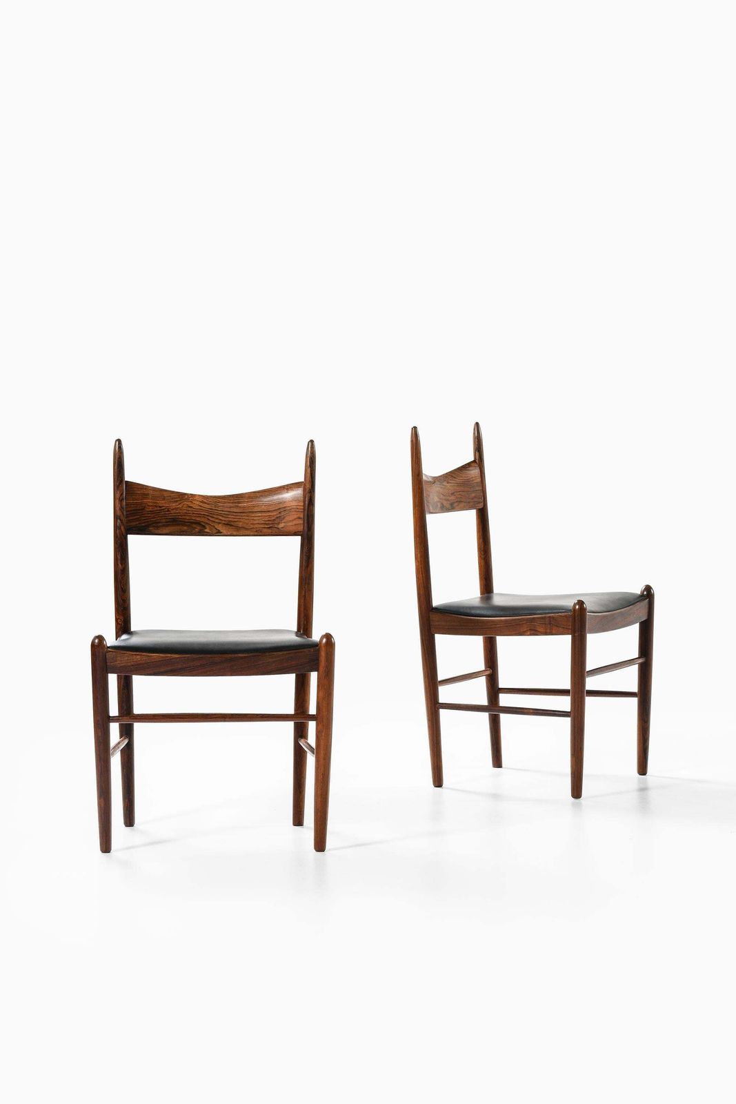 Rare Set Of Ten Dining Chairs In Leather And Rosewood By Illum Wikkelsø, 1950s photo for sale